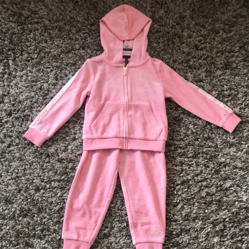 Matching Juicy Couture pink sweatshirt and sweat pants for kids 3T NEW WITH TAGS